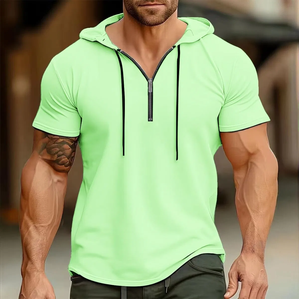 Мужская футболка-поло с четверть-застежкой Athletic Henley, Light Green — фото 2