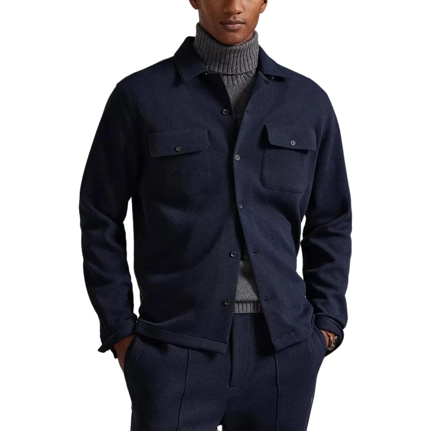 Мужская рубашка поло с воротником Polo Ralph Lauren, Dark Blue — фото 4