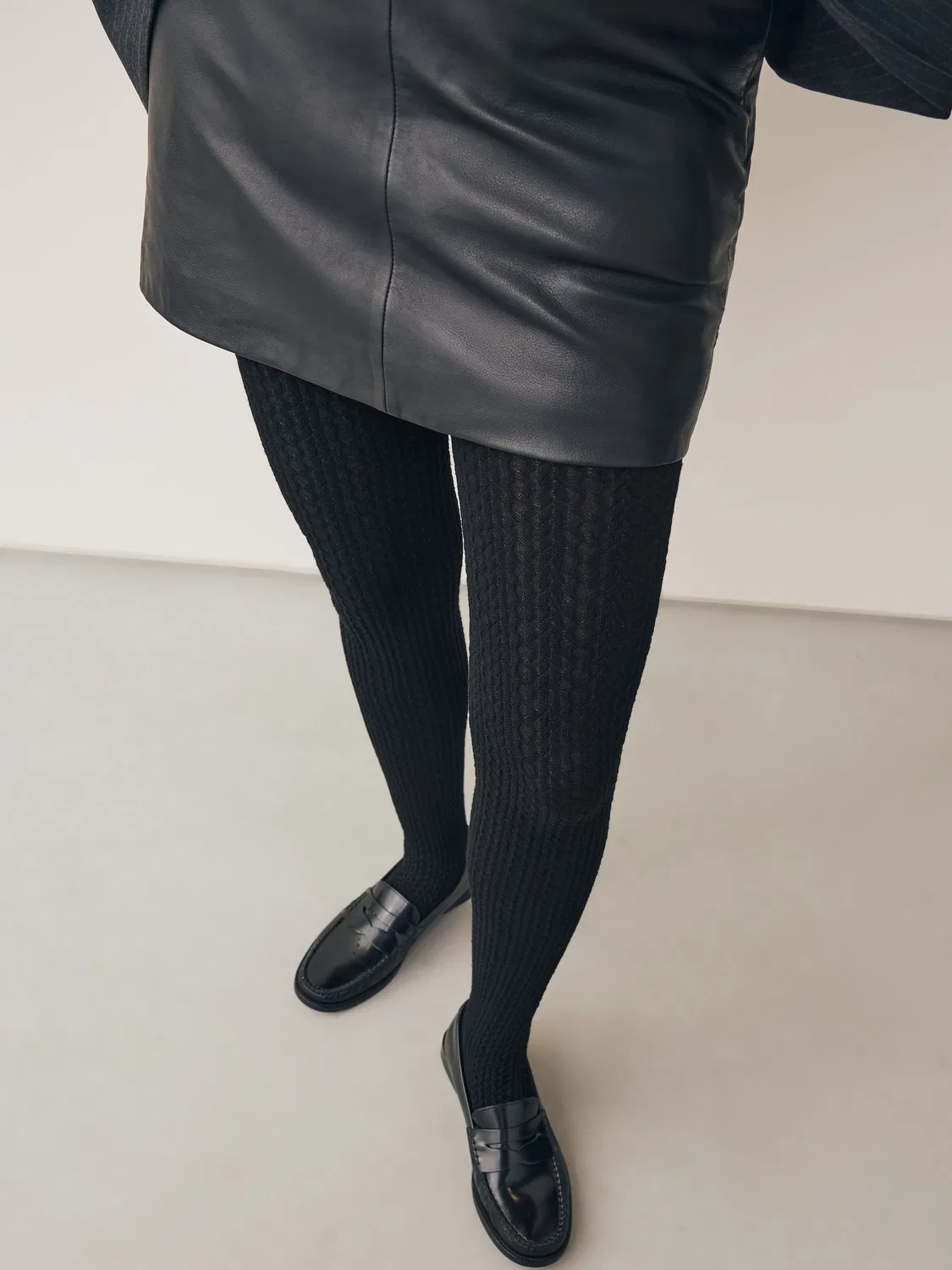 Колготки вязаные, кабельный узор, Black Warm Handle Knitted Cable Tights Next, черный — фото 2