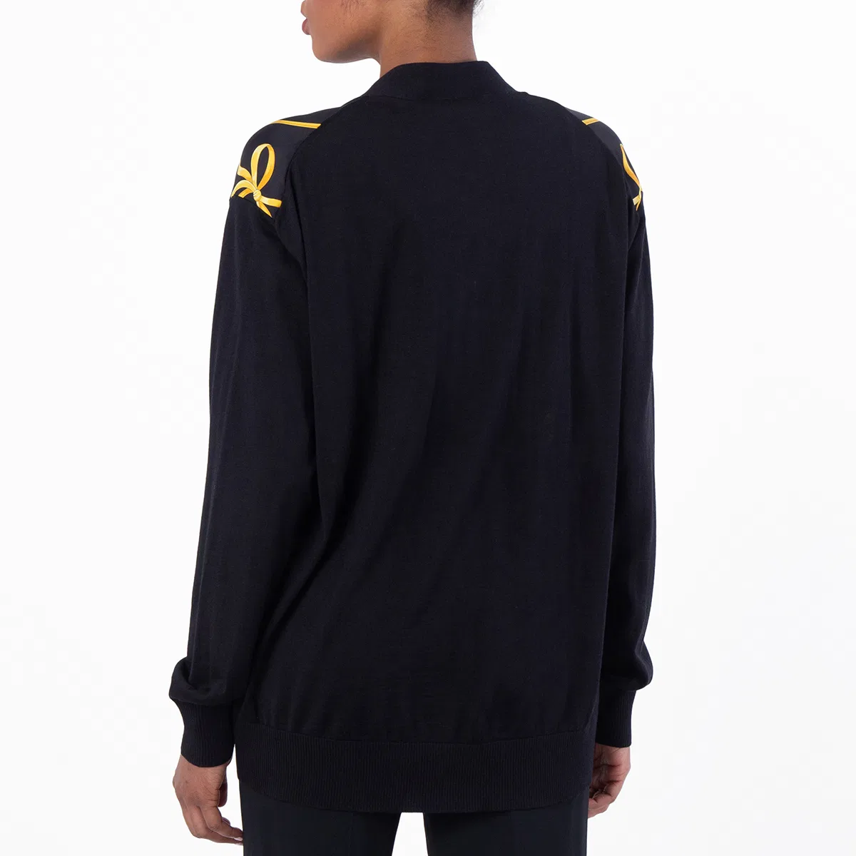 Кардиган женский с принтом Baroque V-образным вырезом Versace, Black/Gold — фото 3