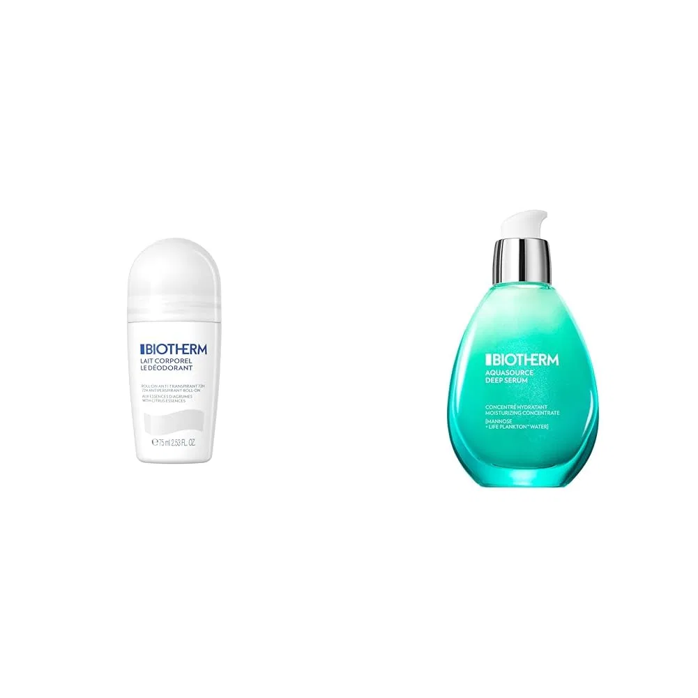 Дезодорант Lait Corporel Roll-On, BIOTHERM, набор: 75 мл + Aquasource Deep Essence 50 мл