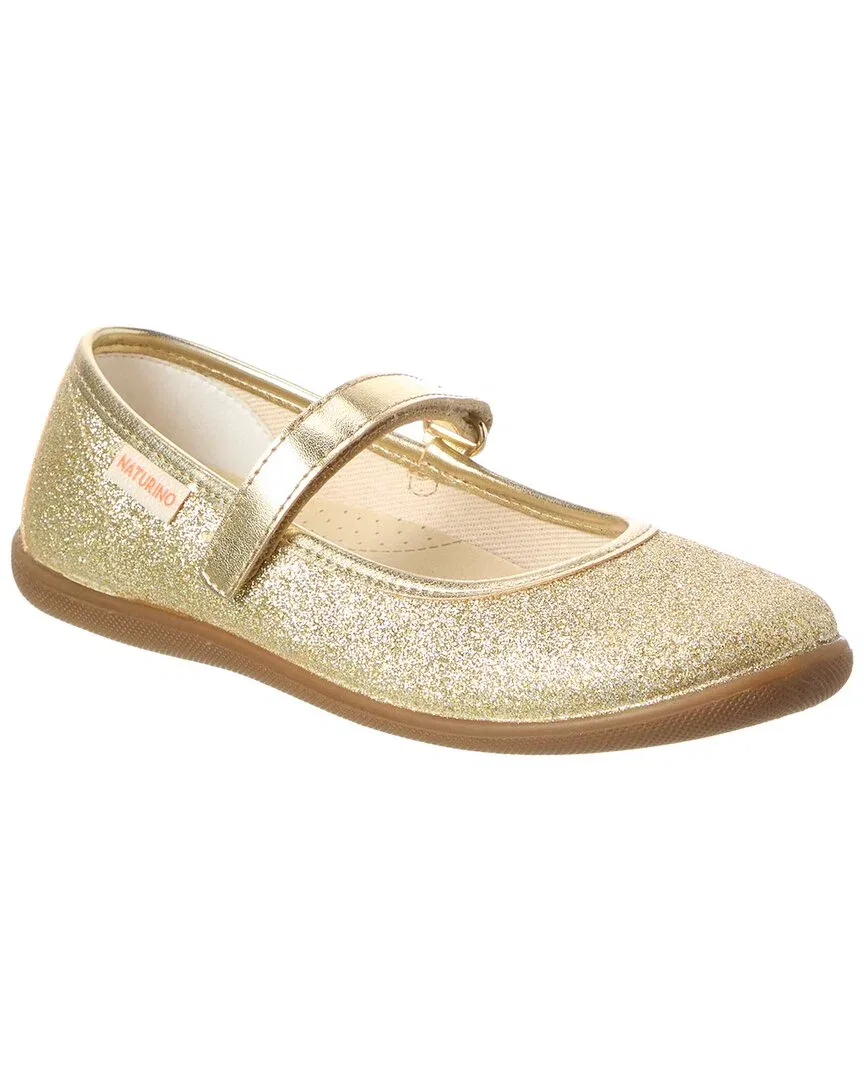 Детские кожаные балетки с блеском Naturino Pavia 2 Glitter Leather Flat, серый