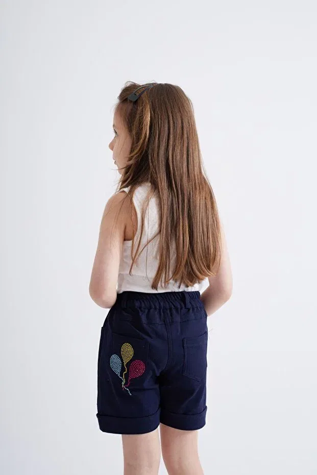 Детские шорты для девочек с принтом Stoned Detailed Oliven The Kid, Navy Blue — фото 4