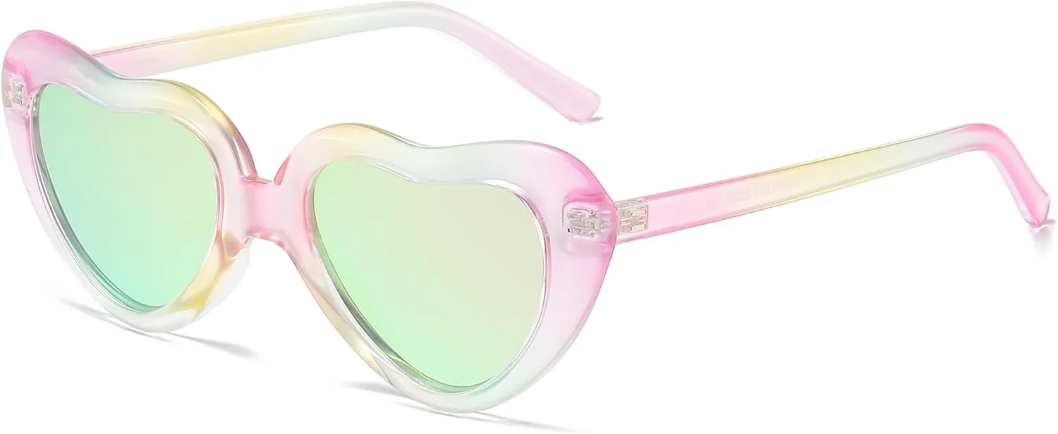 

Женские поляризованные солнцезащитные очки Chicid в форме сердца, классическая оправа «Любовь», защита от УФ-излучения UV400, A01 Dazzle Frame/Pink Mirrored Lens