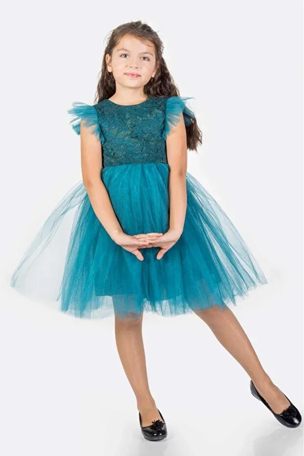 Детское платье для девочек кружевное Mnk Baby&Kids, Blue — фото 2