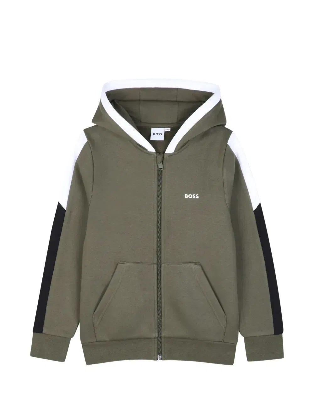 Худи на молнии с логотипом Boss Kidswear, зеленый