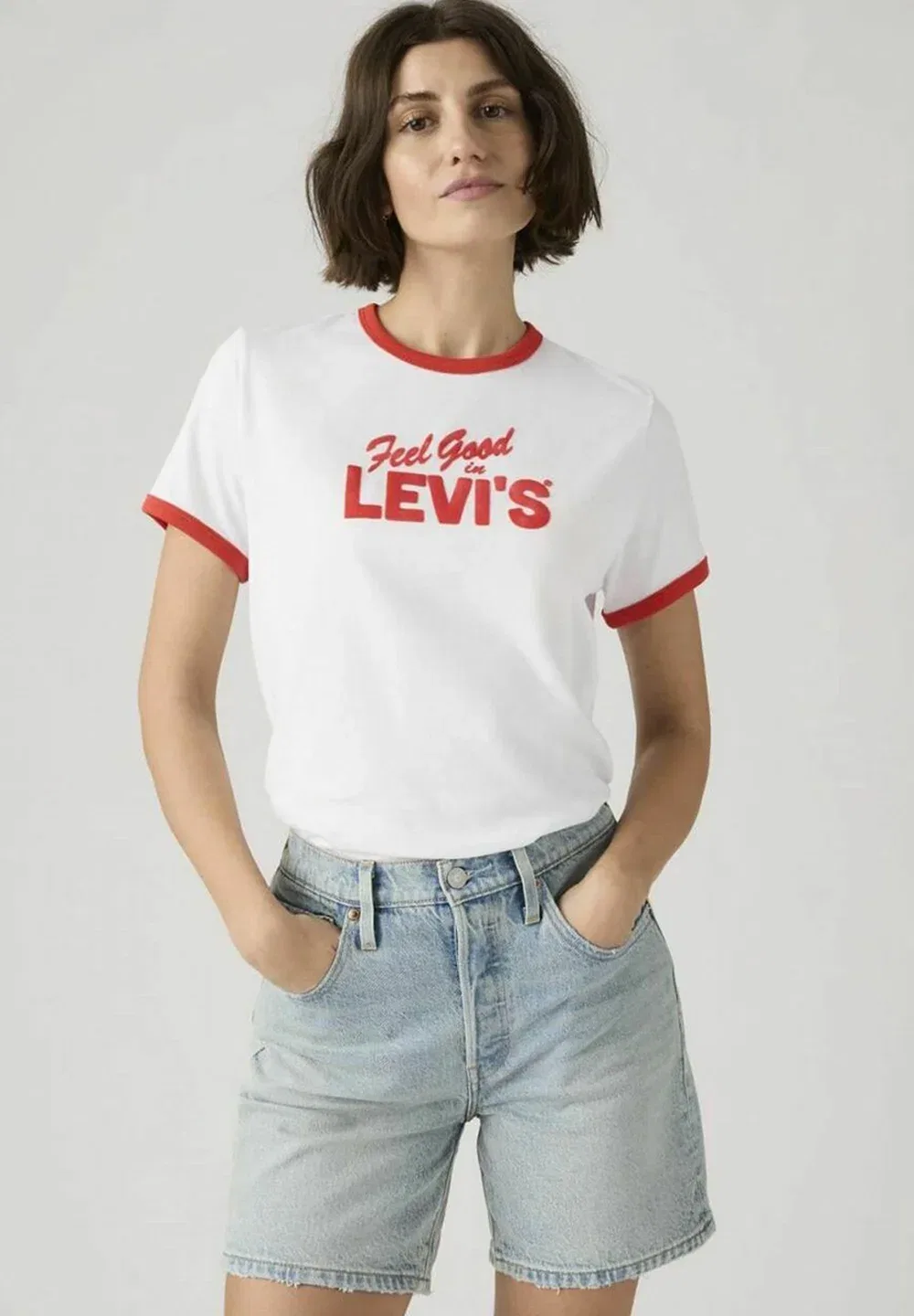 Футболка Donna Levis 005H2-0006 Gr, любимая, поднимающая настроение - футболка с принтом Levi'S, Bianco — фото 4