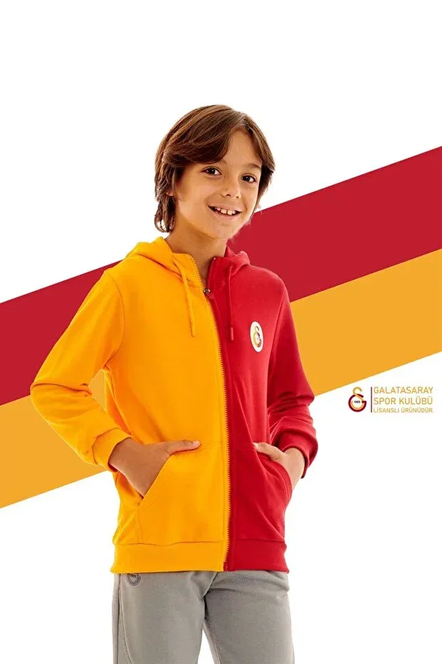 Детское худи для девочек с принтом Galatasaray, Sweat Yellow-Red