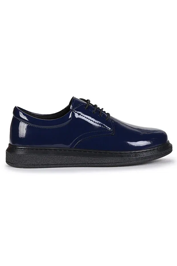 Детские туфли для мальчиков лакированные на шнуровке Basics Kiko Kids, Navy Blue — фото 4