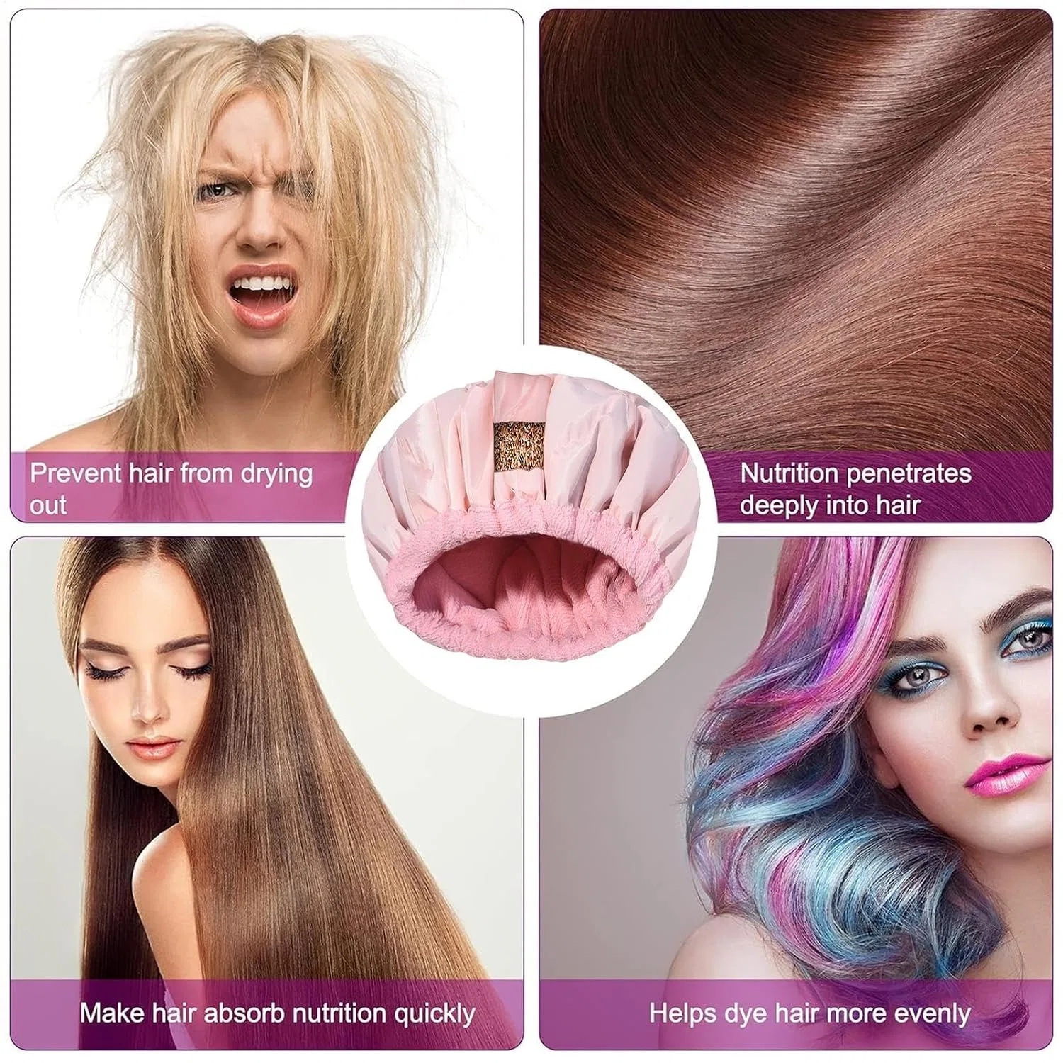 Шапочка для душа с подогревом, Generic, 10 шт, 27 см, Pink — фото 4