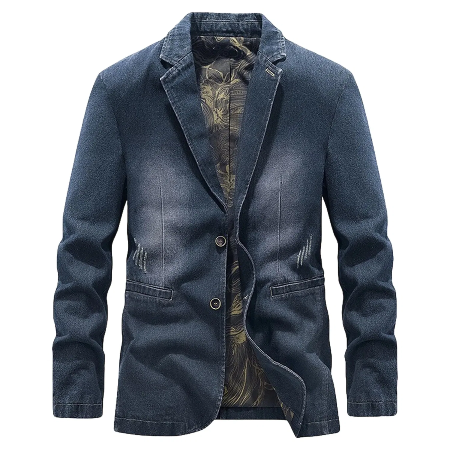 Мужской джинсовый пиджак slim fit с двумя пуговицами, Blu Retrò