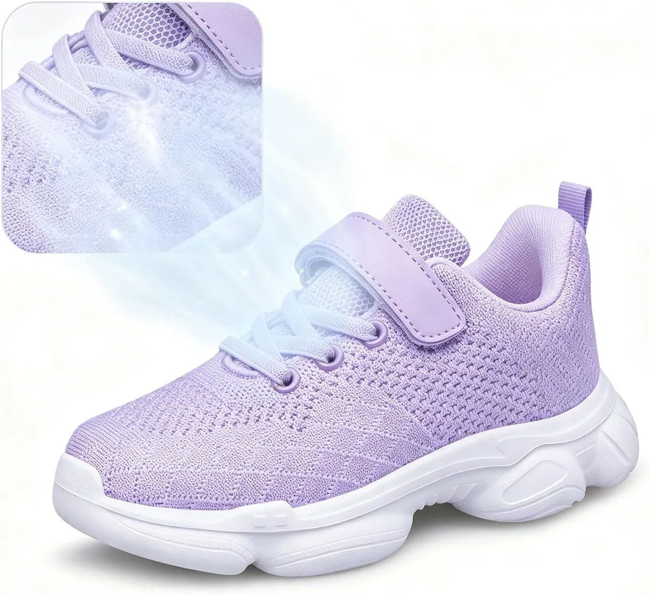Детские кроссовки для бега с ремешком MURDESOT, Lightpurple — фото 3
