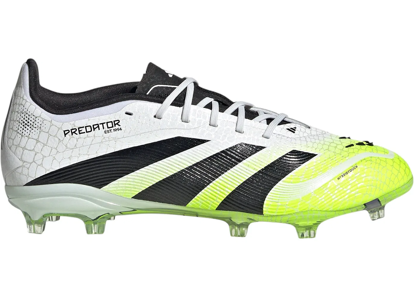 Детские бутсы с высоким верхом Adidas Predator Elite FG, Cloud White/Core Black/Lucid Lemon