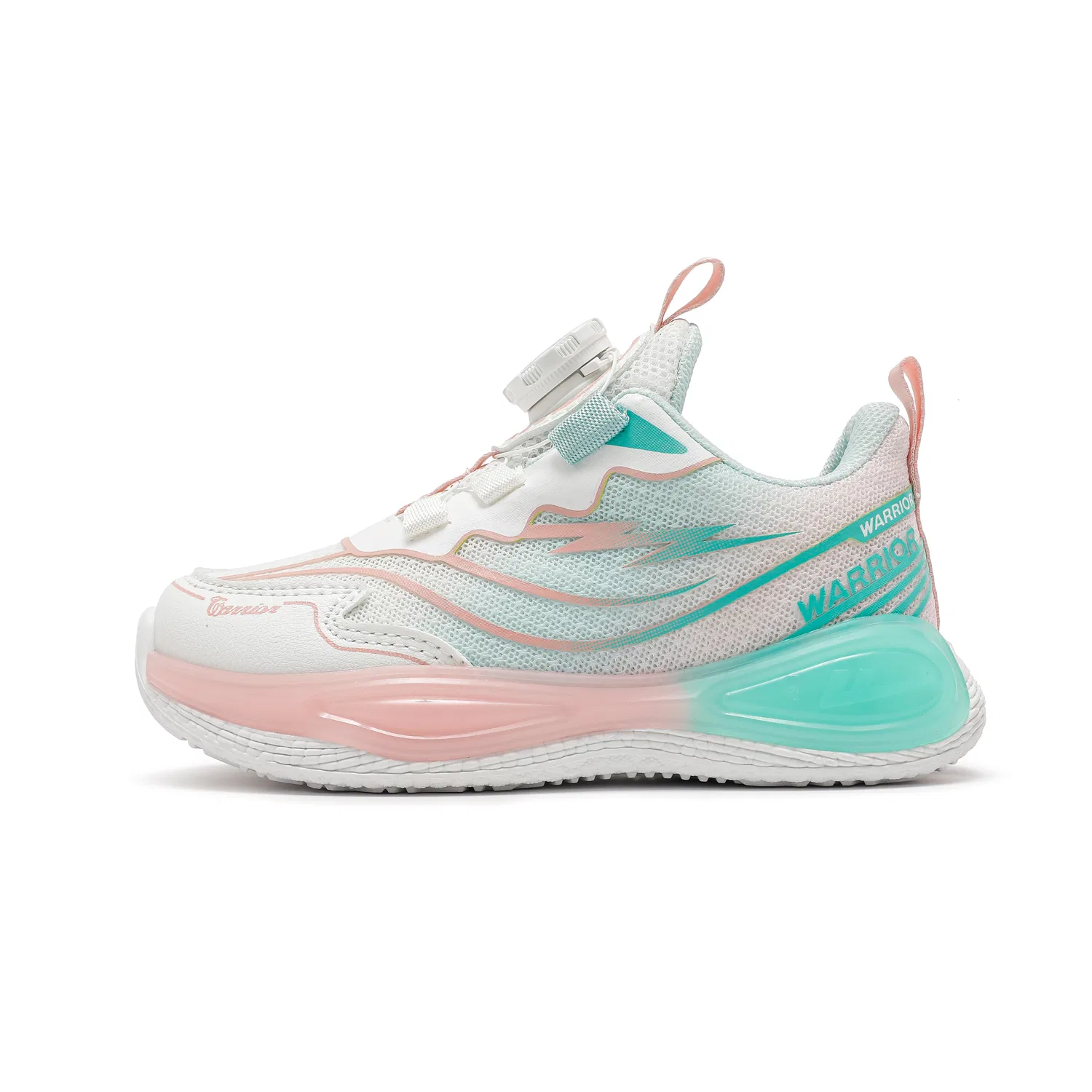 Детские кроссовки для девочек из сетки Pink/Green/White WARRIOR — фото 3