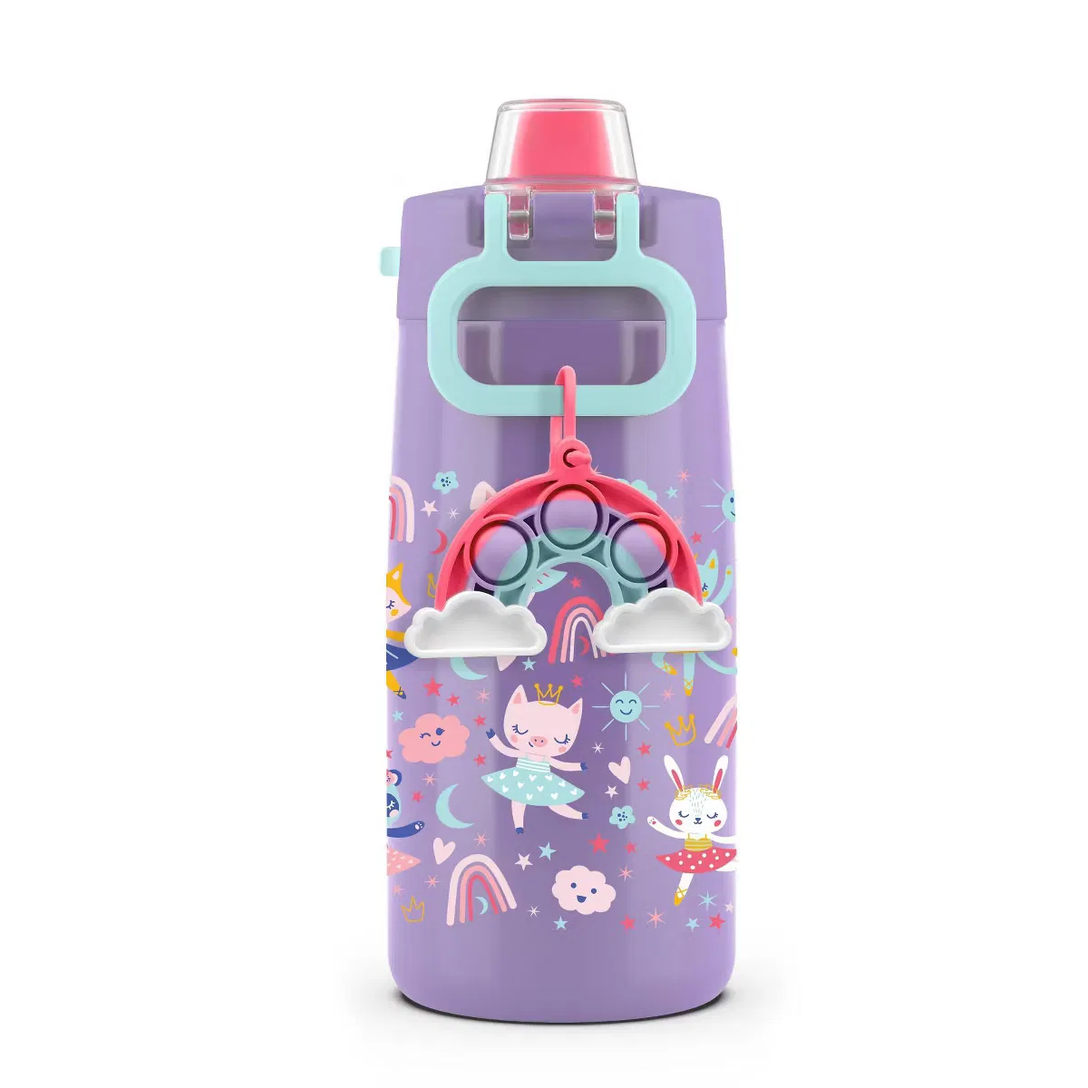 Детская бутылка для воды 350 мл из нержавеющей стали с трубочкой Colby Pop! Ello, Purple — фото 3