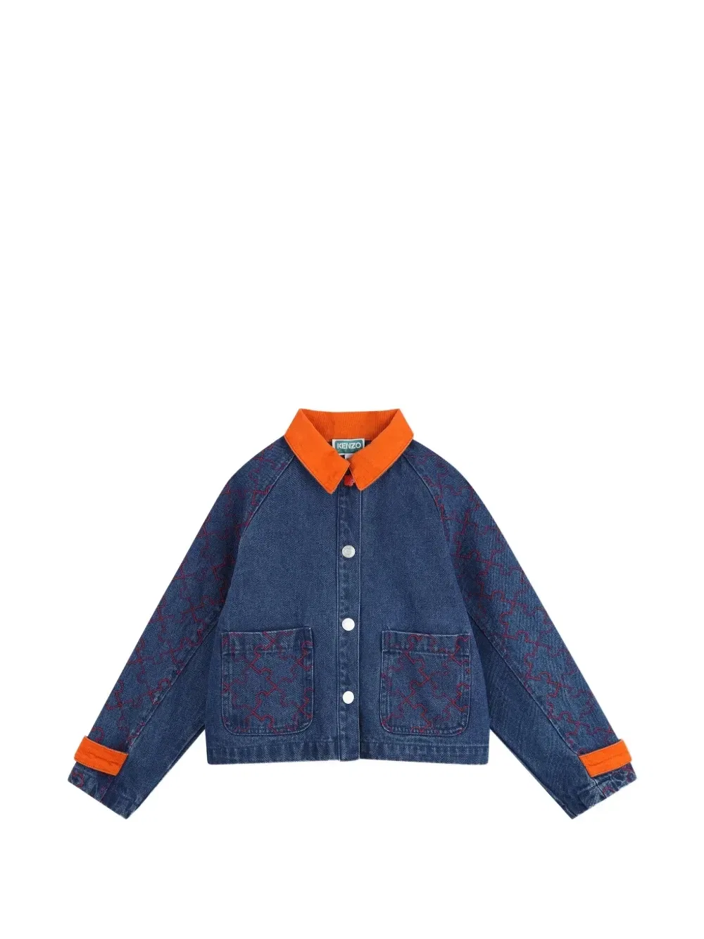 Куртка из джинсовой ткани с вышивкой Kenzo Kids, синий