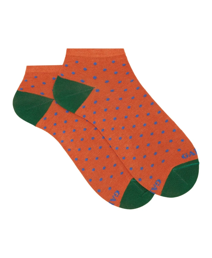 

Мужские оранжевые хлопковые носки до щиколотки с узором в горошек. Gallo, мультиколор