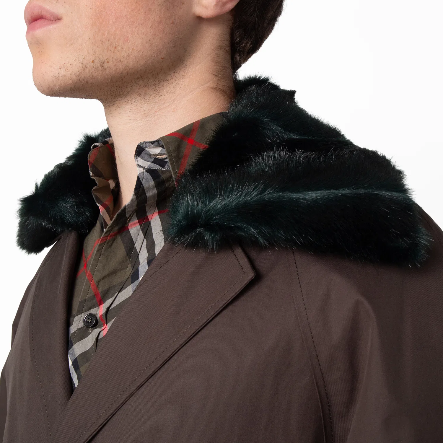 Пальто с съемным воротником из искусственного меха Otter Short Lambeth Car Coat Burberry — фото 2