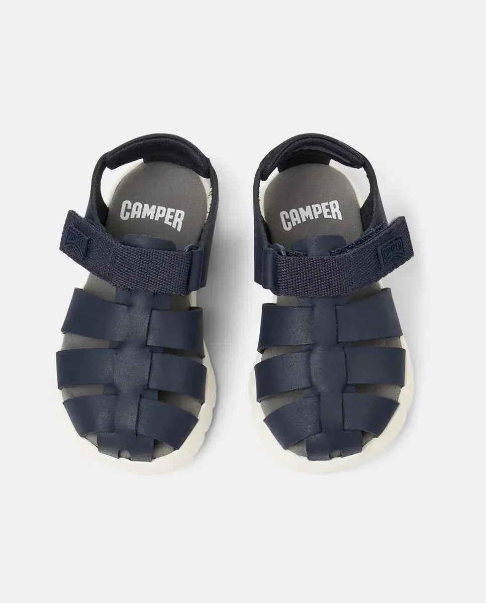 Сандалии детские Camper Oruga кожаные для мальчиков, синие — фото 3