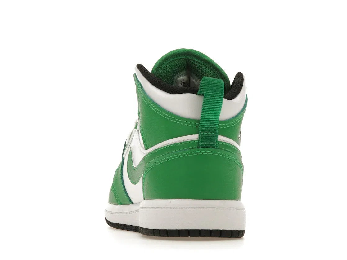 Детские кроссовки с контрастными накладками Jordan 1 Mid, Lucky Green/Black/White — фото 4