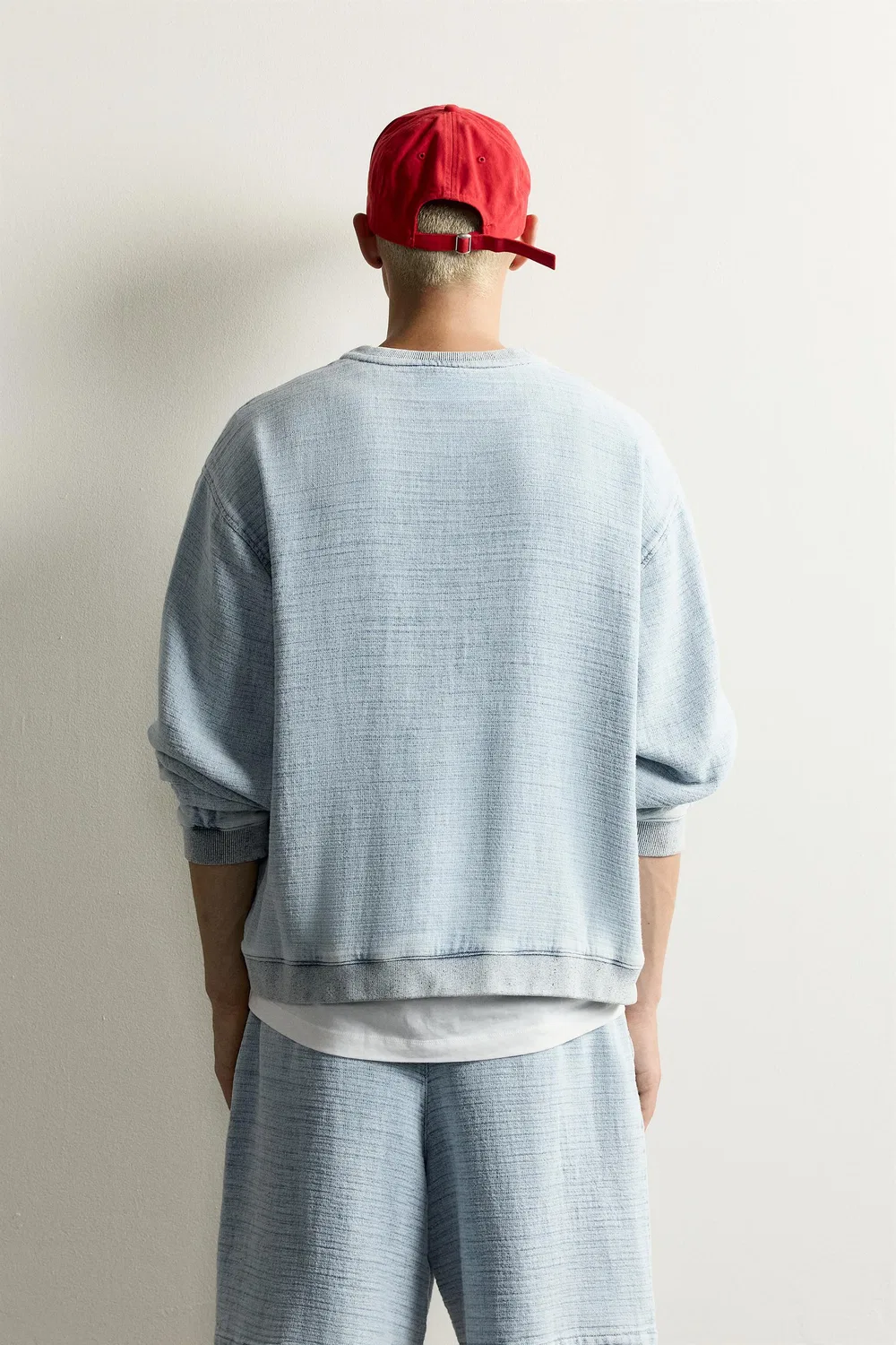 Мягкая, фактурная толстовка с эффектом потертости ZARA, Light blue — фото 3