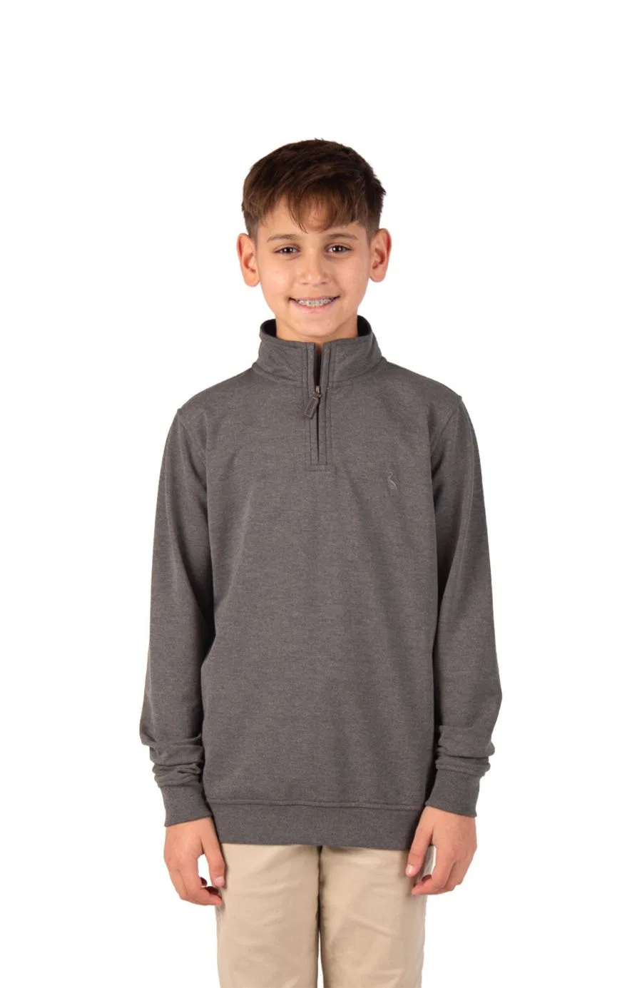 Флисовый свитер с четверть-молнией Boys Fleece Quarter Zip Tailorbyrd, Charcoal Heather