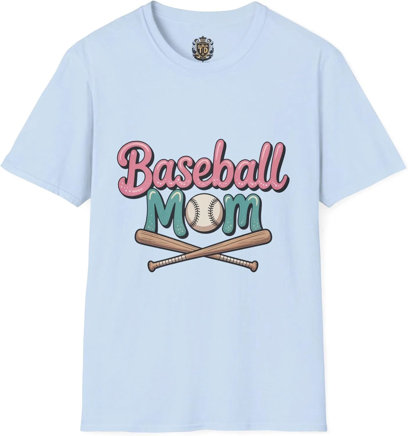 Мужская футболка с принтом Baseball Mom, светло-синий