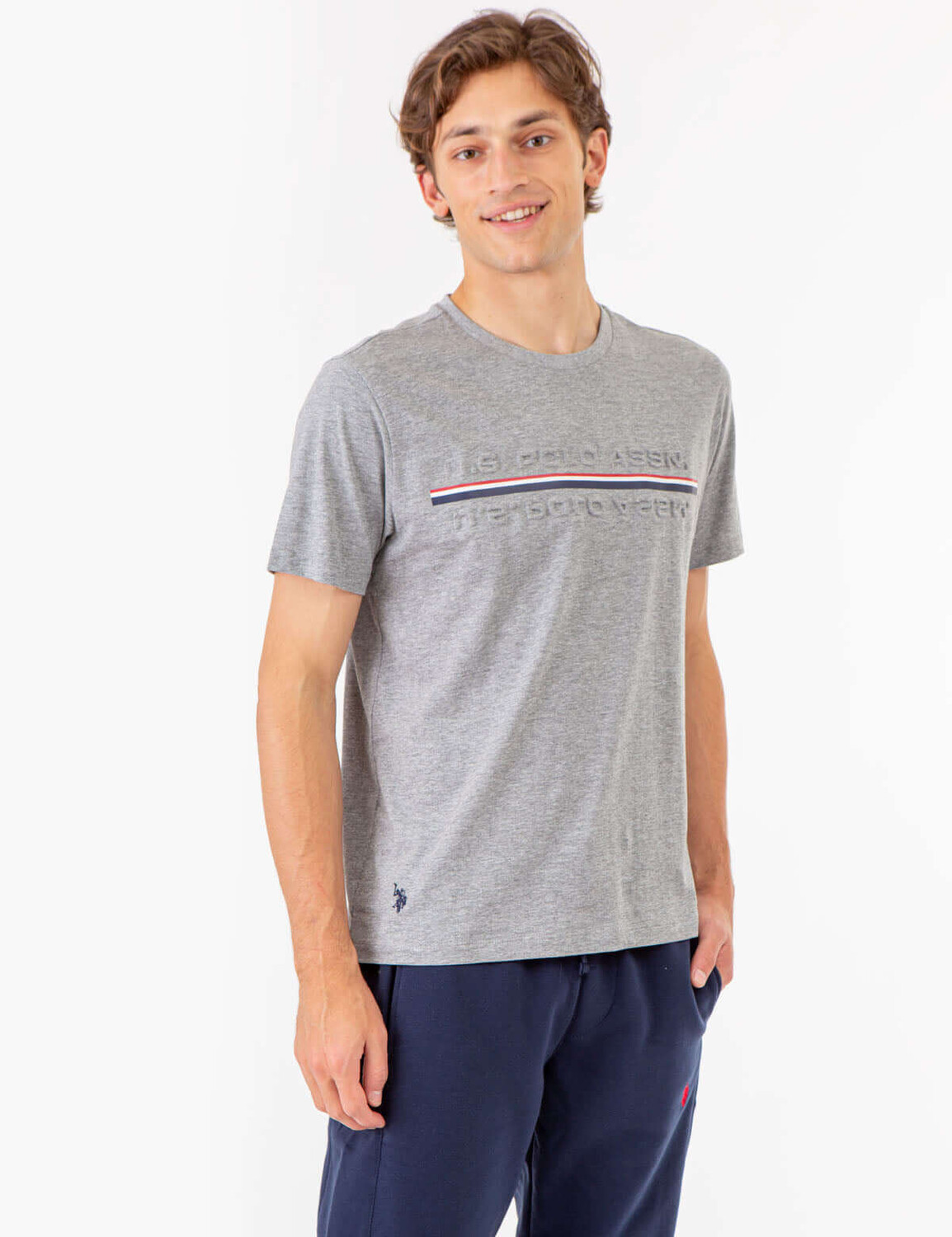 

Футболка U.S. Polo Assn. Embossed Signature Stripe Jersey, серый