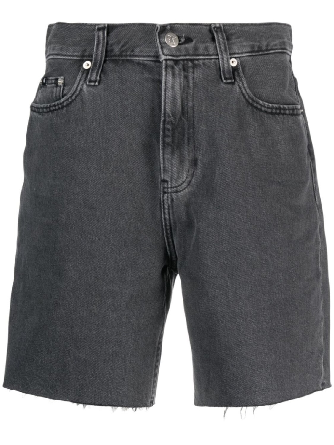 

Calvin Klein Jeans frayed high-waist denim shorts, черный