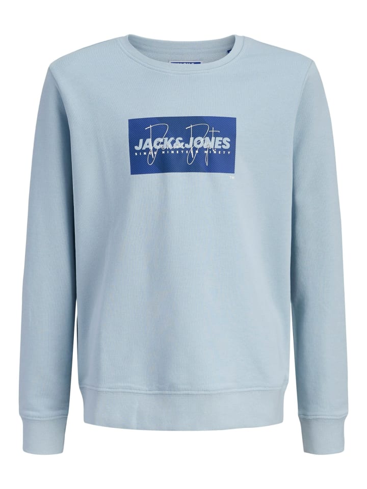

JACK & JONES Junior Толстовка с принтом JJCOLE на передней части, выполненным в небесно-голубом цвете