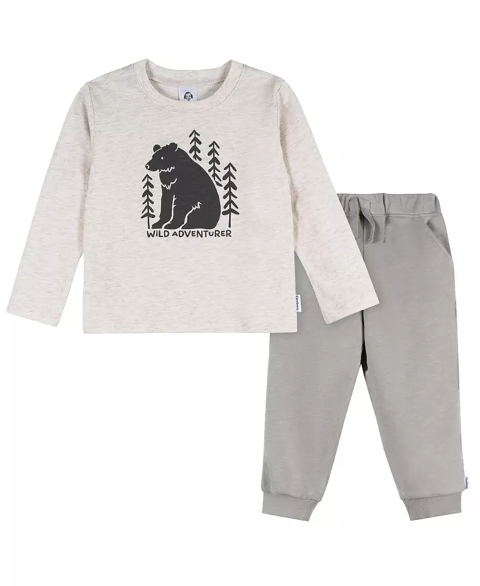 

Детский комплект для мальчика: топ и джоггеры из 2 предметов Gerber, серый