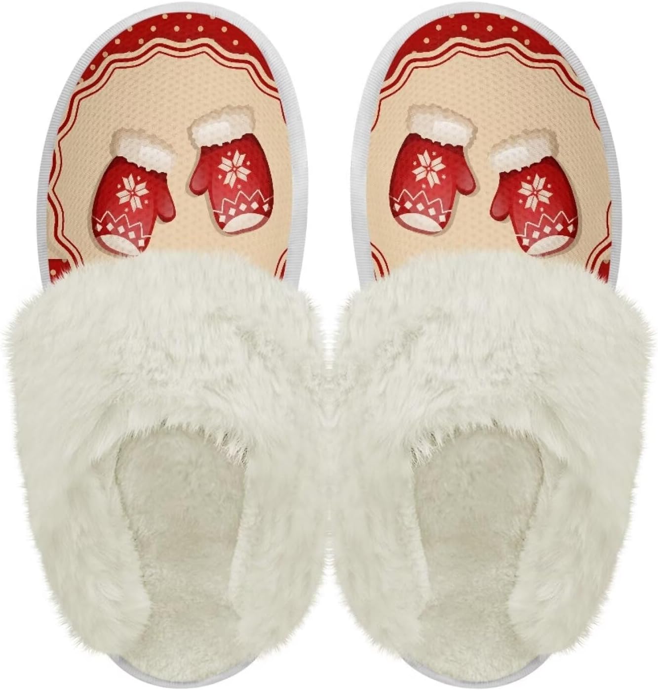 

Хлопковые тапочки PJHEQOXE с пушистыми краями, домашние тапочки для дома и улицы, хлопковые тапочки унисекс, Christmas Gloves