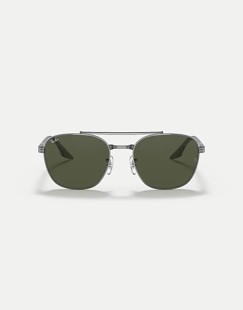 

Солнцезащитные очки Ray-Ban Rb3688 квадратной формы с зелеными линзами цвета оружейной стали