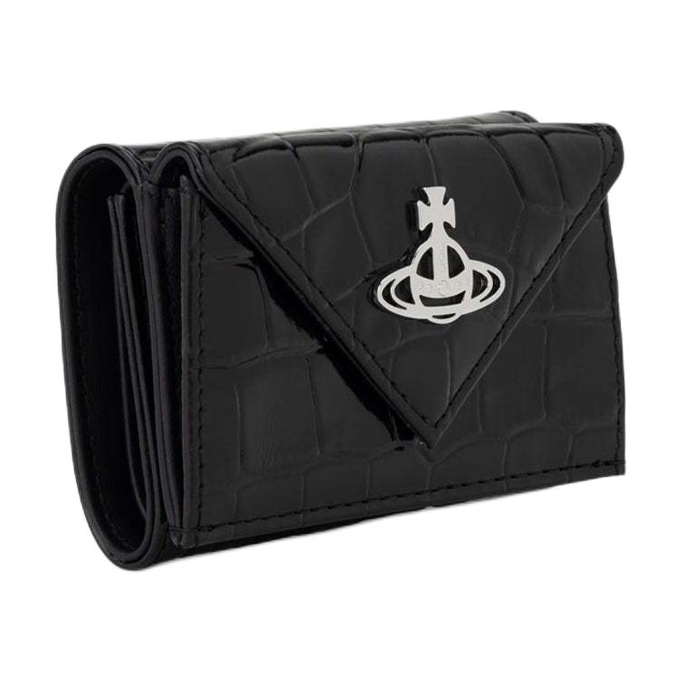 Vivienne Westwood Миниатюрный женский бумажник из коровьей кожи черный — фото 2