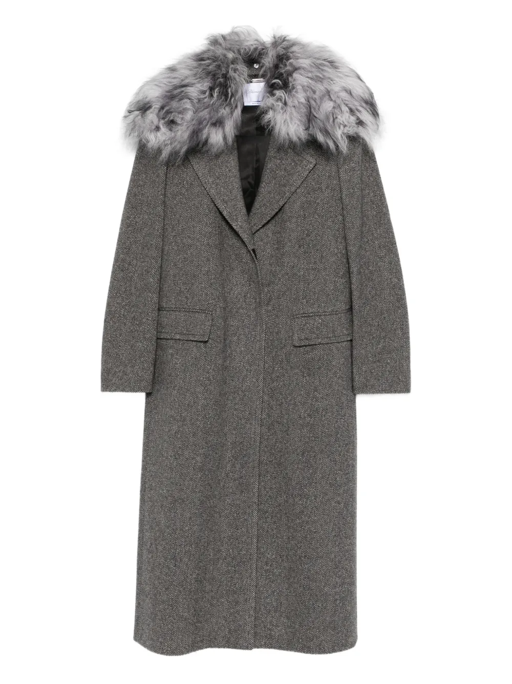 

Пальто с меховым воротником Blumarine, серый