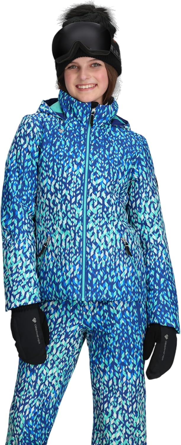 

Лыжная куртка Obermeyer Girls Rylee Print, утепленная и водонепроницаемая, с системой продленного ношения, Blue Atmospheric Art