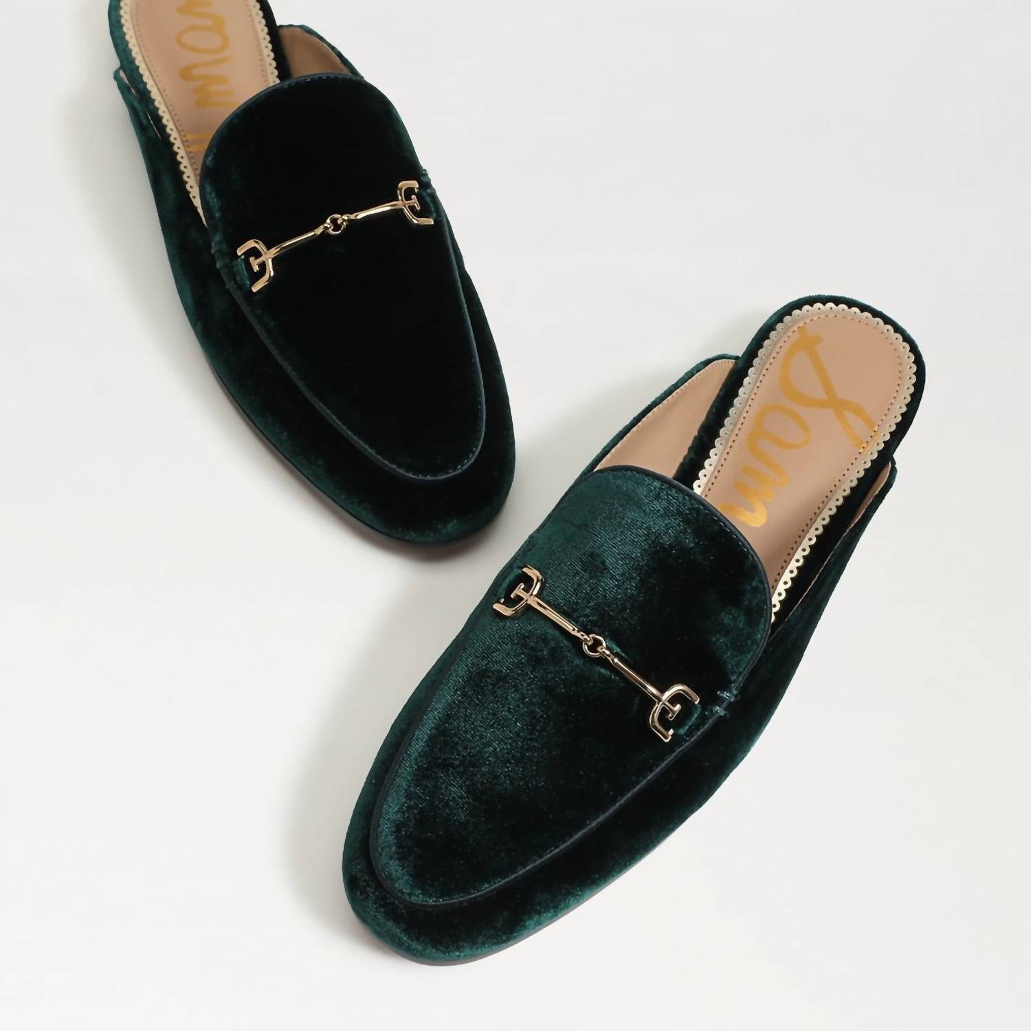 Мюли Linnie Bit из изумрудно-нефритового бархата Sam Edelman, изумрудный