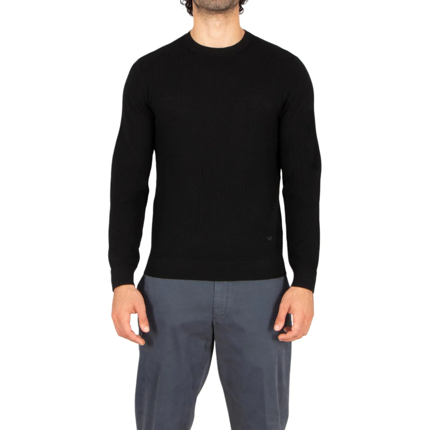 Свитер мужской Black с круглым вырезом EMPORIO ARMANI