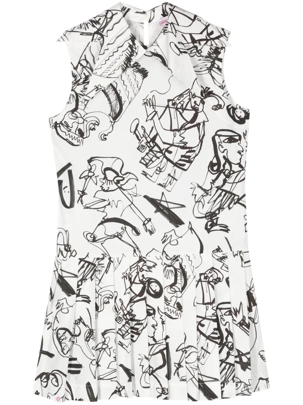 

Плиссированное платье мини с абстрактным принтом Charles Jeffrey Loverboy, белый