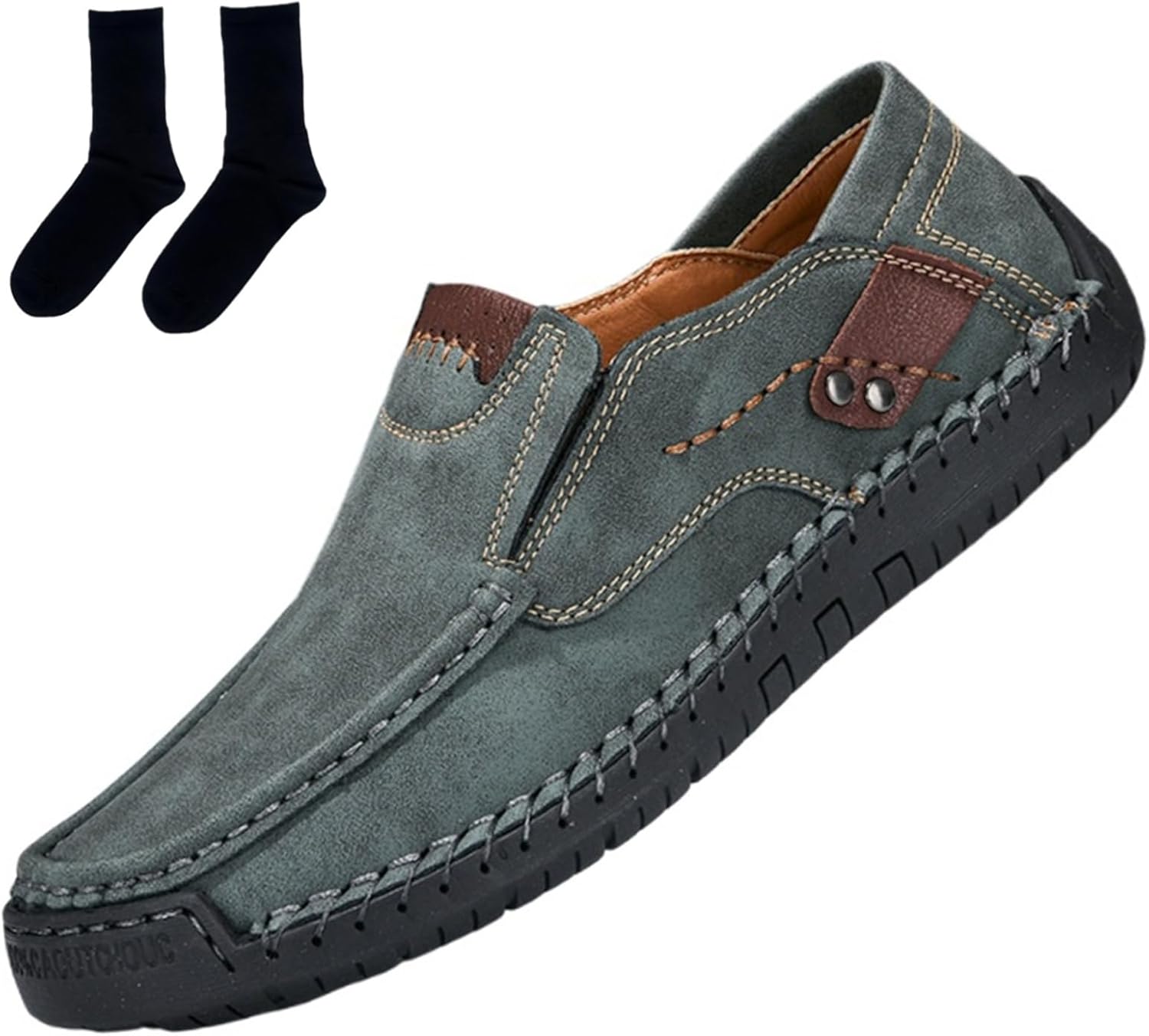 

Мужские ручной работы комфортные лоферы, кожаные туфли на плоской подошве с широким носком для ходьбы, мужские кожаные противоскользящие лоферы Generic, 10