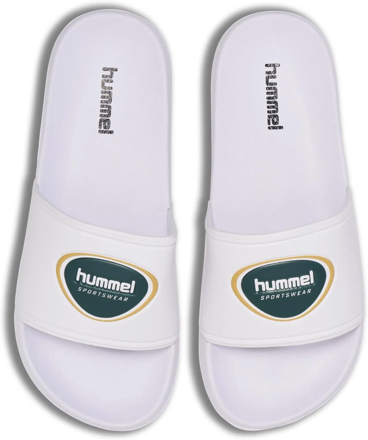 Сандалии Hummel Unisex Pool Slide BadgeSlide, белый/зеленый