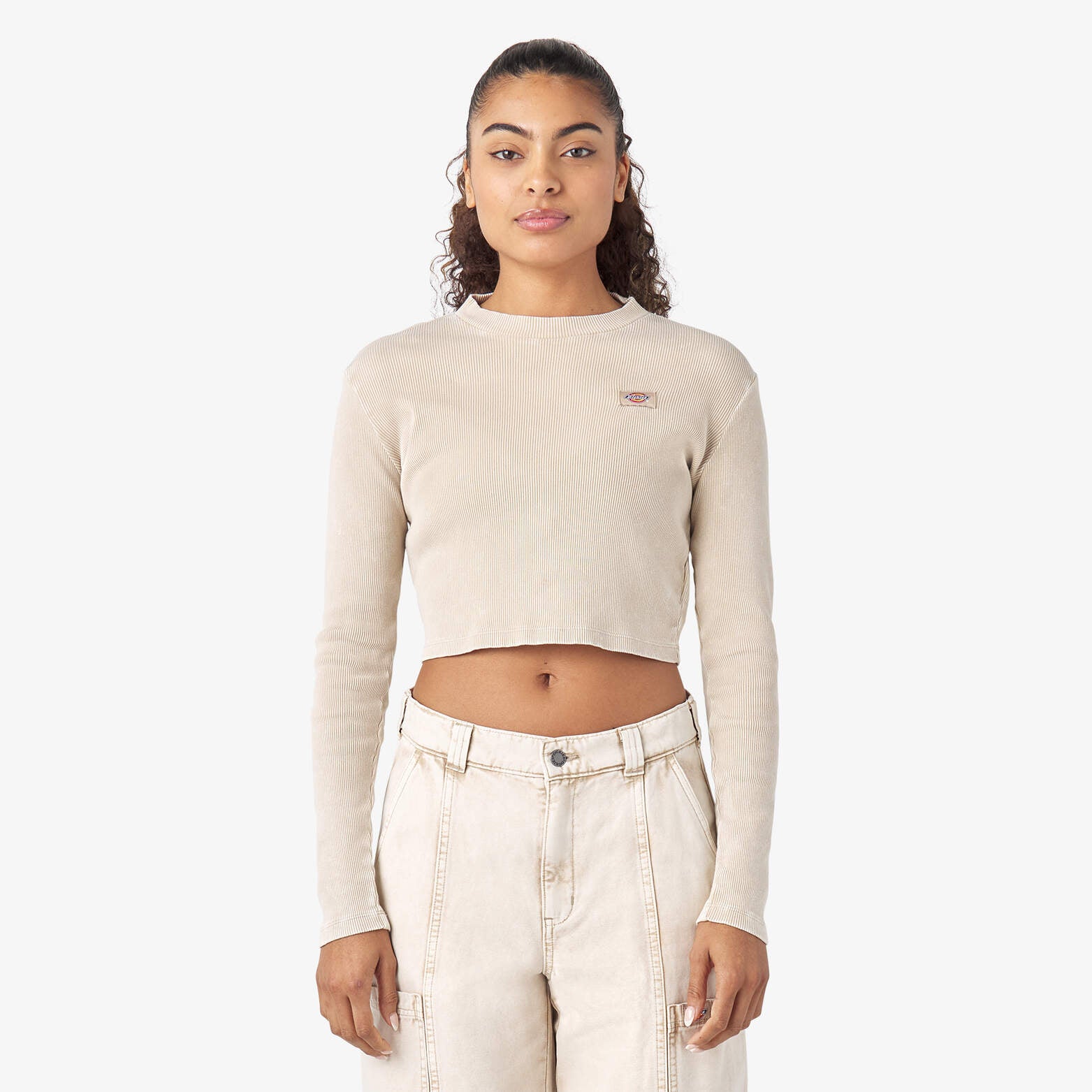 

Женская футболка с длинным рукавом Dickies Newington, цвет sandstone overdyed acid wash (awa)