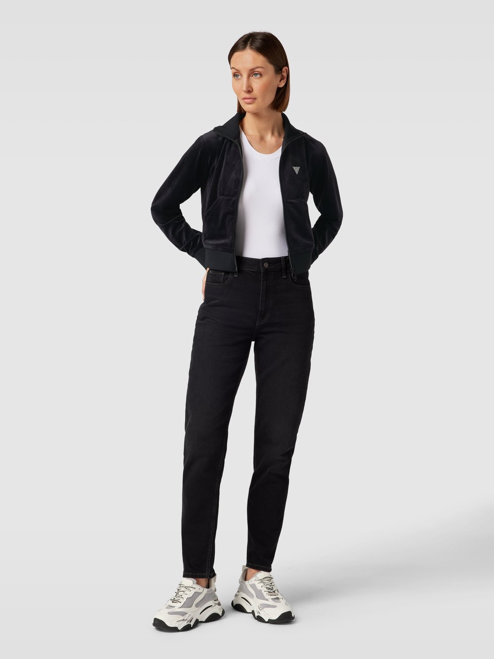 

Укороченная толстовка с отделкой стразами Guess Activewear, черный