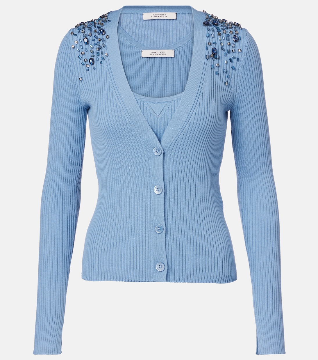 

Украшенный кардиган и топ сет Dorothee Schumacher, Blue Coral