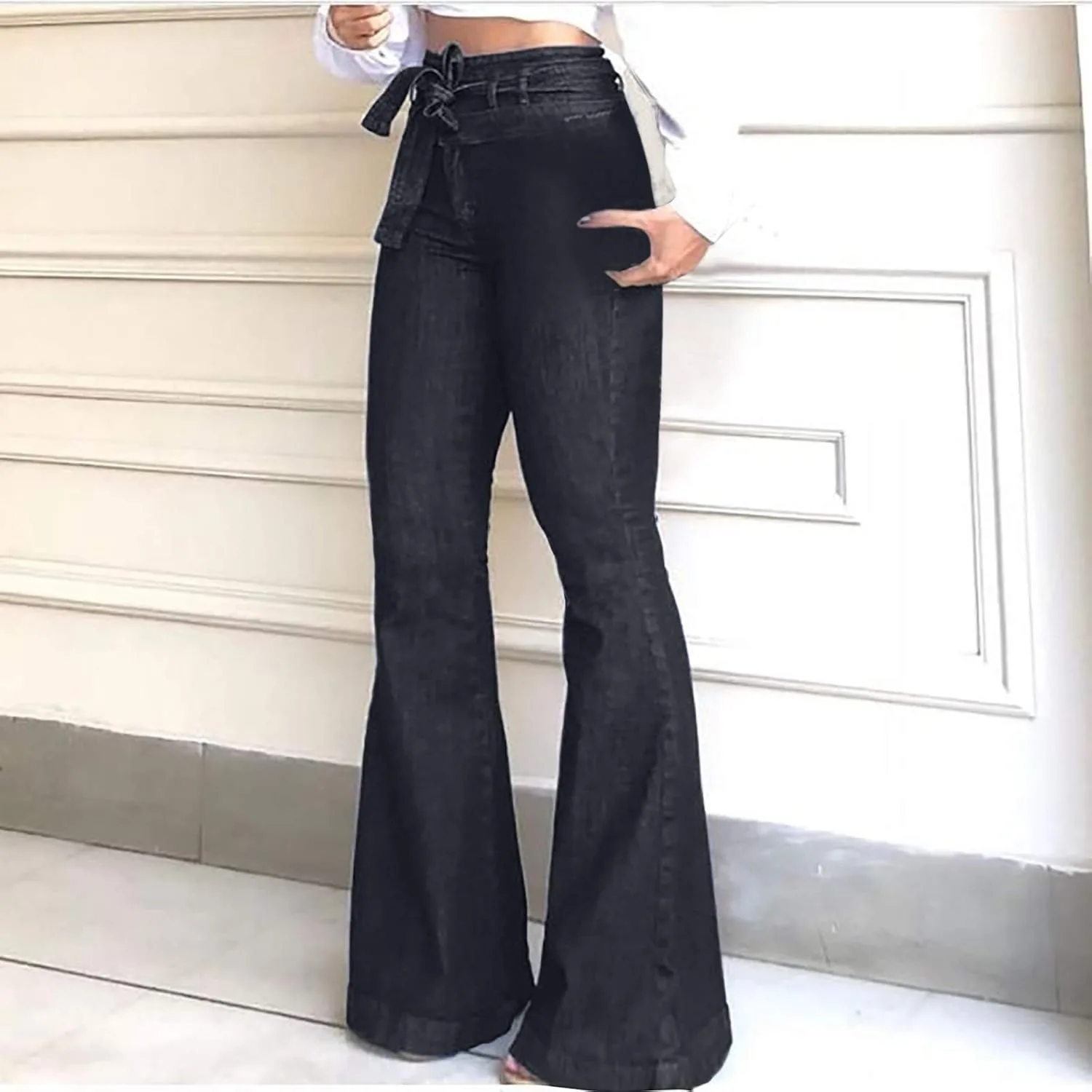 Джинсы Bell Bottom для женщин, Skinny, High Waist, Stretch — фото 4