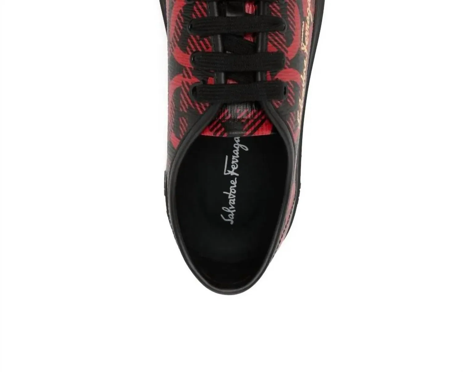 Salvatore Ferragamo Мужские кроссовки Gancini с логотипом, черно-красные — фото 4