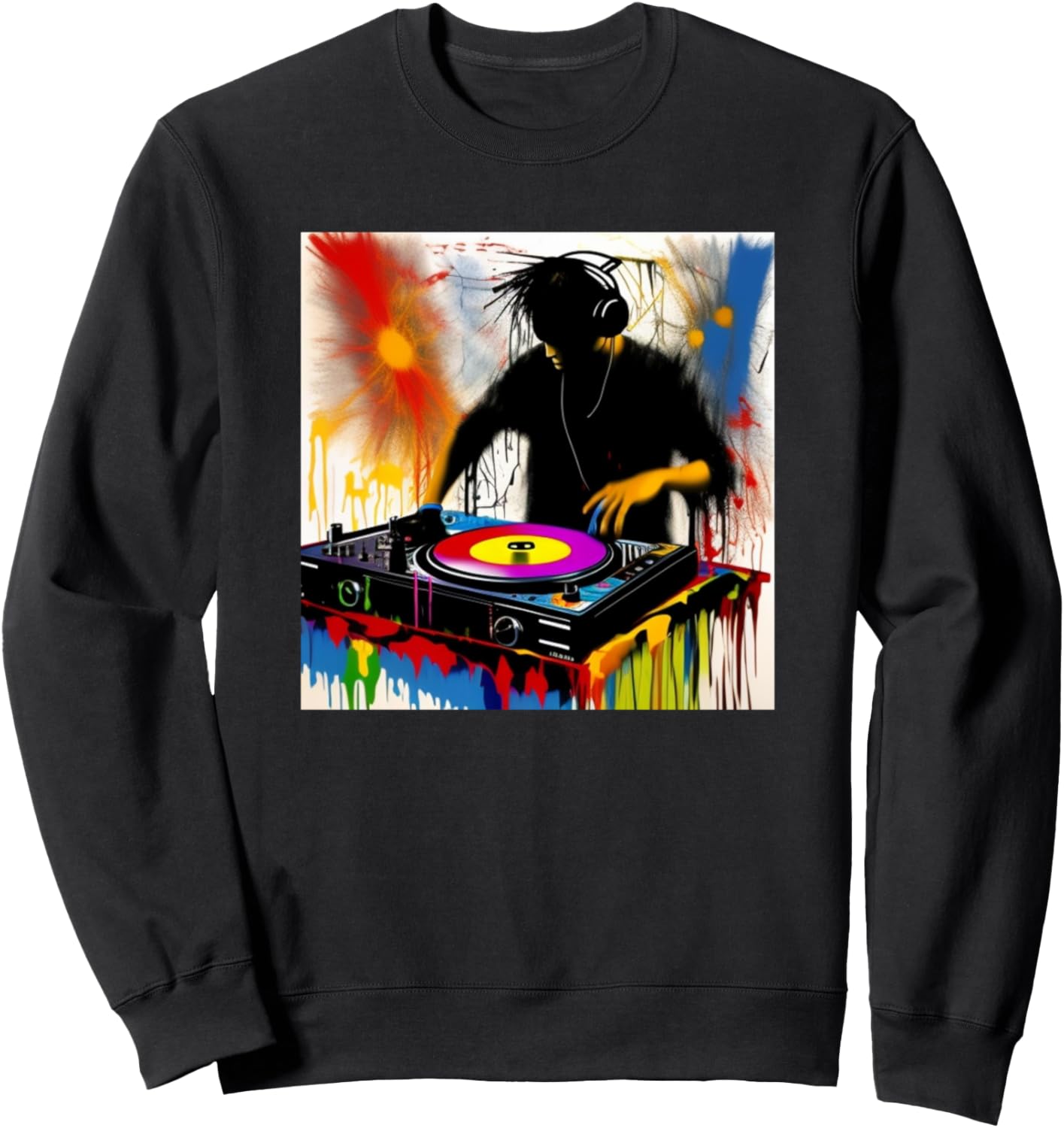 

Диджей, жокей, силуэт диджея, красочный проигрыватель, музыка, музыкант, толстовка Dj Turntable Discjockey Men Women Kids + Boys Gift, черный