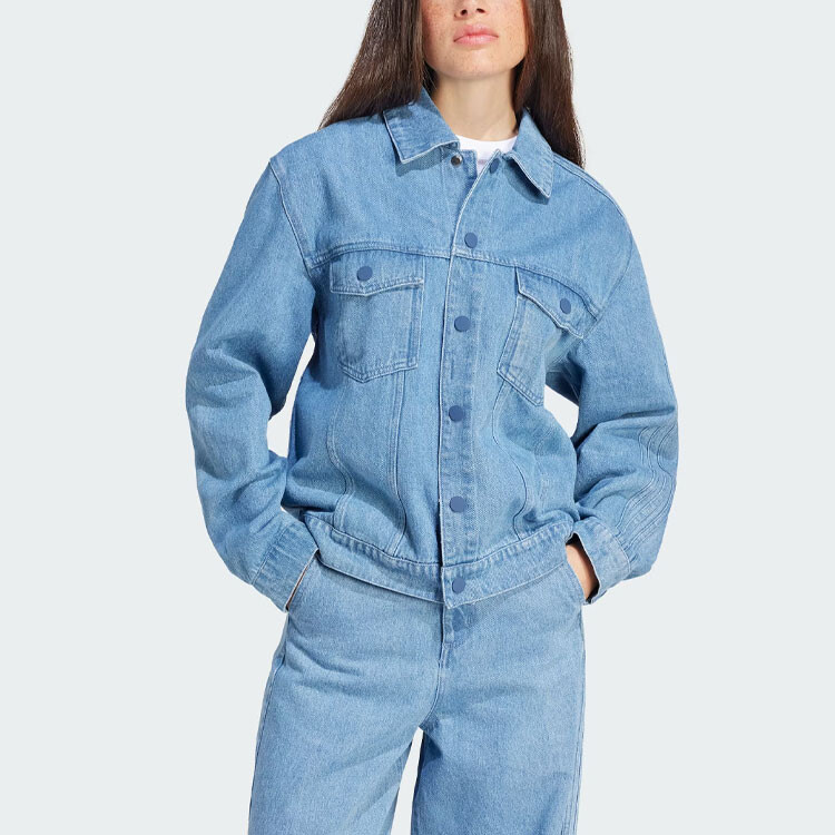 Женская джинсовая куртка Adidas Originals, цвет Light Blue — фото 2