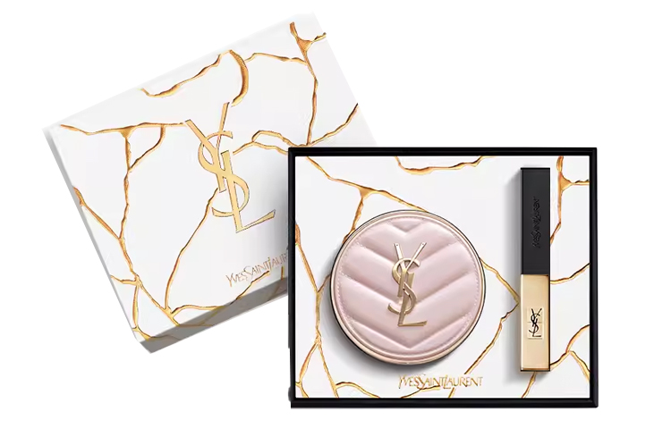 

Зимний лимитированный набор для макияжа, легко растушевывается, выравнивает тон кожи, комплект из двух предметов, подарок для девушки, подарок на день рождения SAINT LAURENT