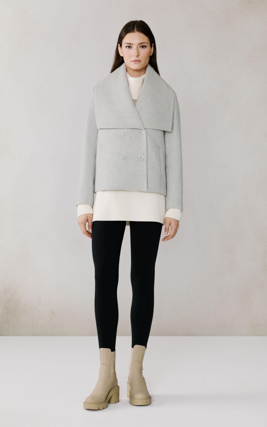 

Женское двубортное шерстяное пальто Tala Soia & Kyo, Stone blue heather